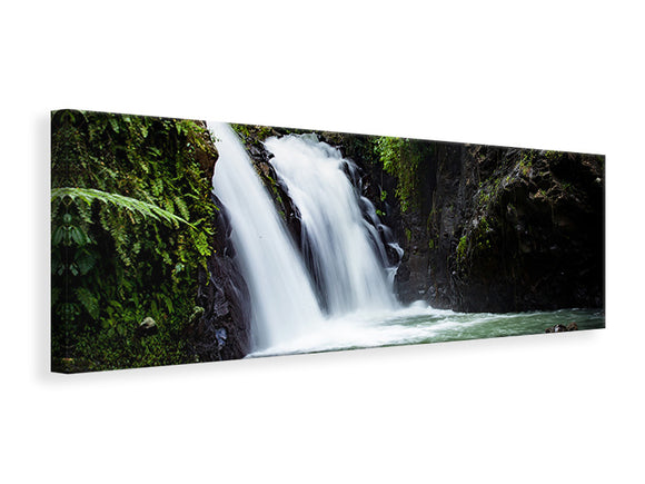 Leinwandbild Panorama Wasserfall im Abendlicht